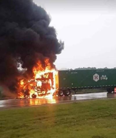 Truck fire closes I-69 west of Perry