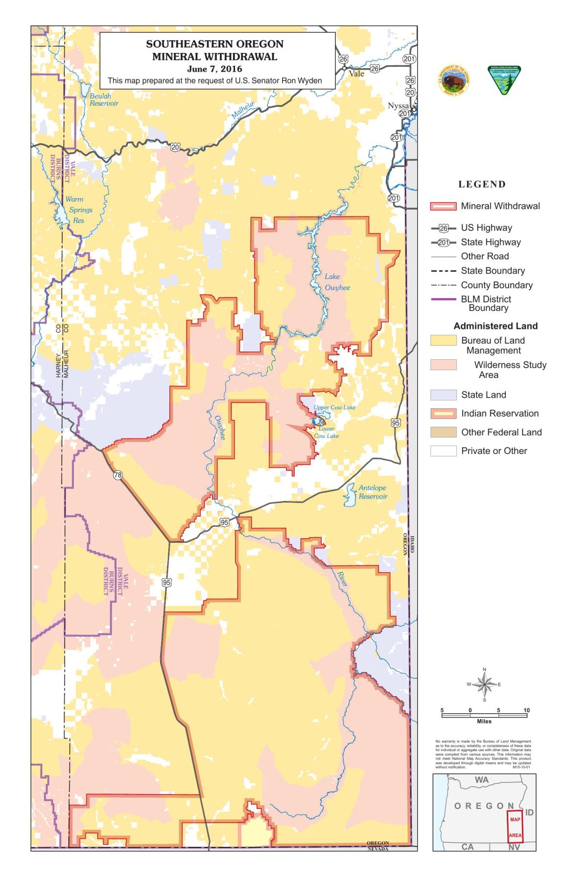 Mineral withdrawal map