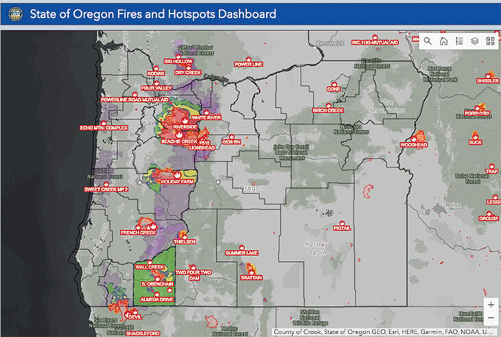 oregon fire map update