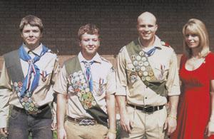 scout rank eagle argusobserver earns doman youth local june right sons earned connor josh kyle linda boys each three her