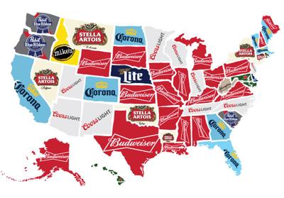 Beer Map Of The Us How does your favorite beer line up with the majority of men 
