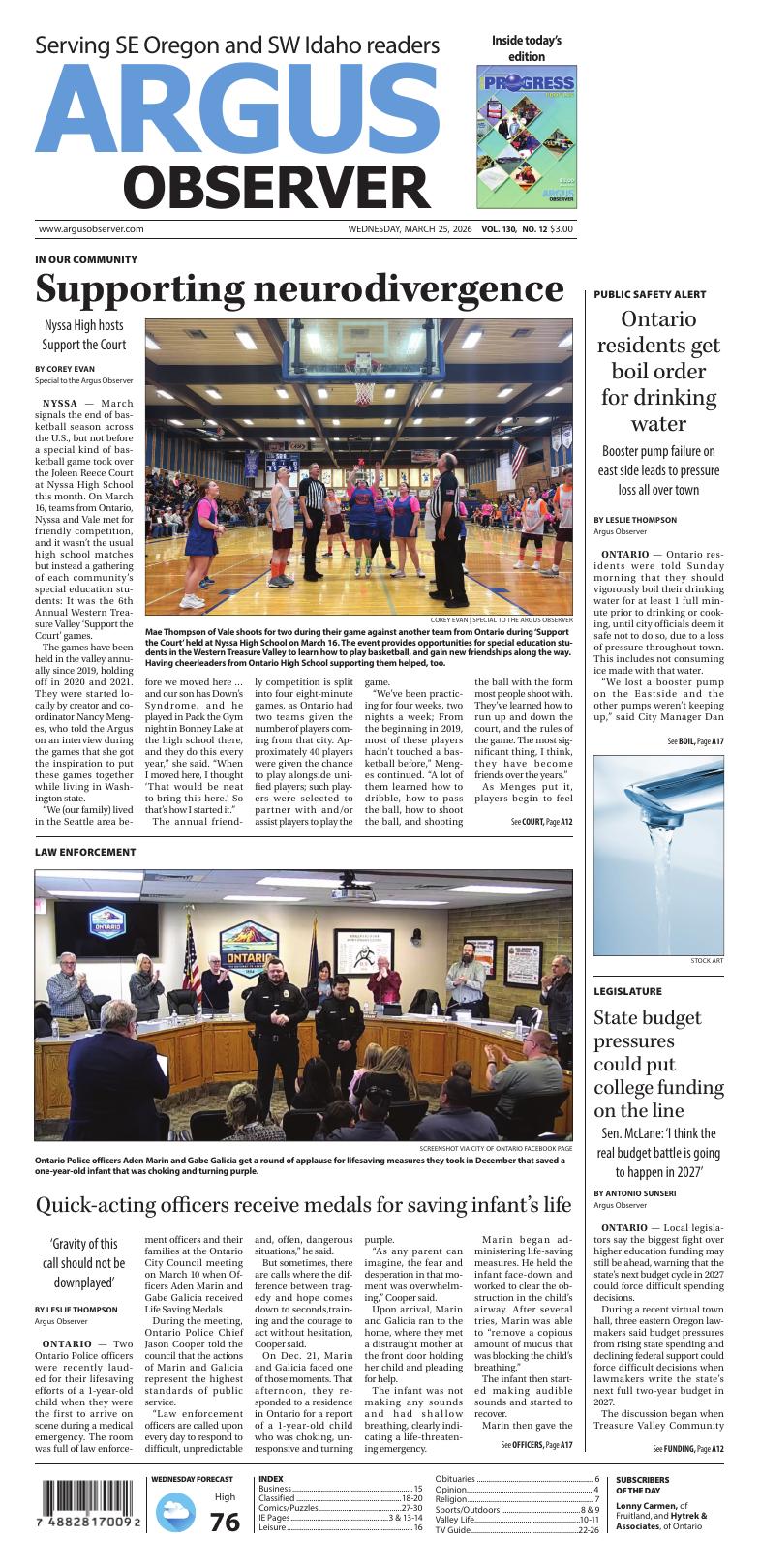 Page A1 | E-Edition | argusobserver.com