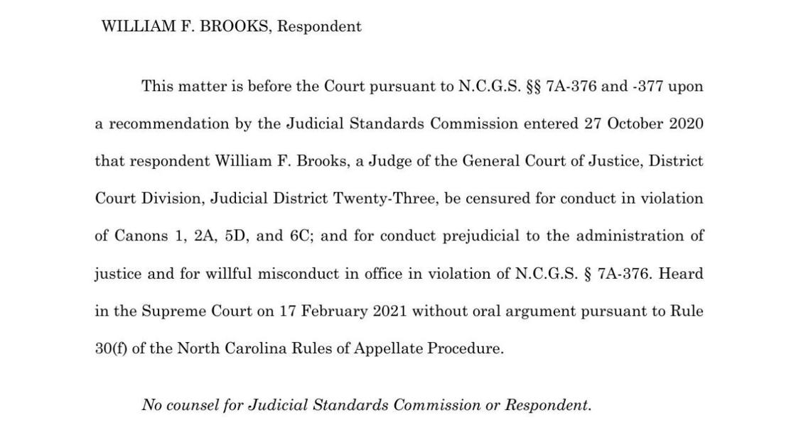Judge Bill Brooks Suspended By The Nc Supreme Court Following Violation News Ashepostandtimes Com