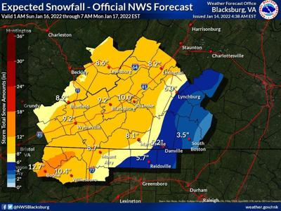 NWS expected snowfall Jan 14 2022