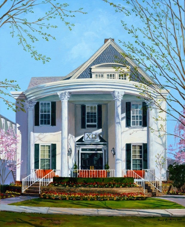 Chi Omega sorority house painting athensmessenger