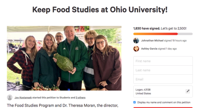 Petition asks OU to save Food Studies Campus News athensnews com