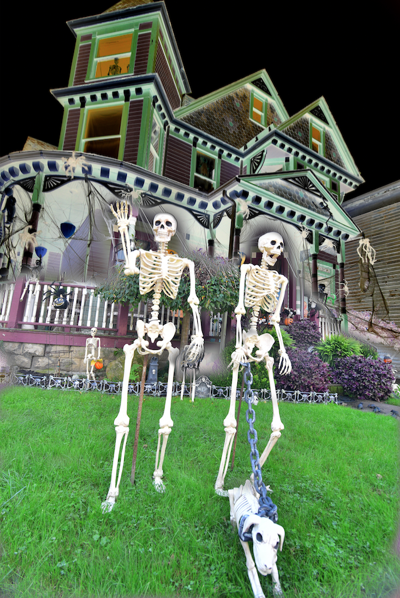 spooky skeleton house