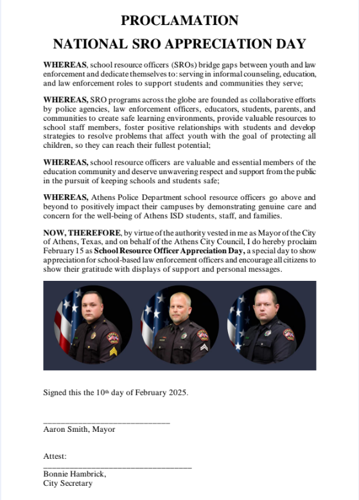 Mayor announces Student Resource Officer Appreciation Day in council ...