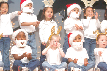 Santas and reindeer