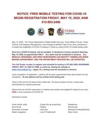 Notice Free Mobile Testing For Covid 19 Begin Registration Friday May 15 2020 8am 512 883 2400 Covid 19 Athensreview Com