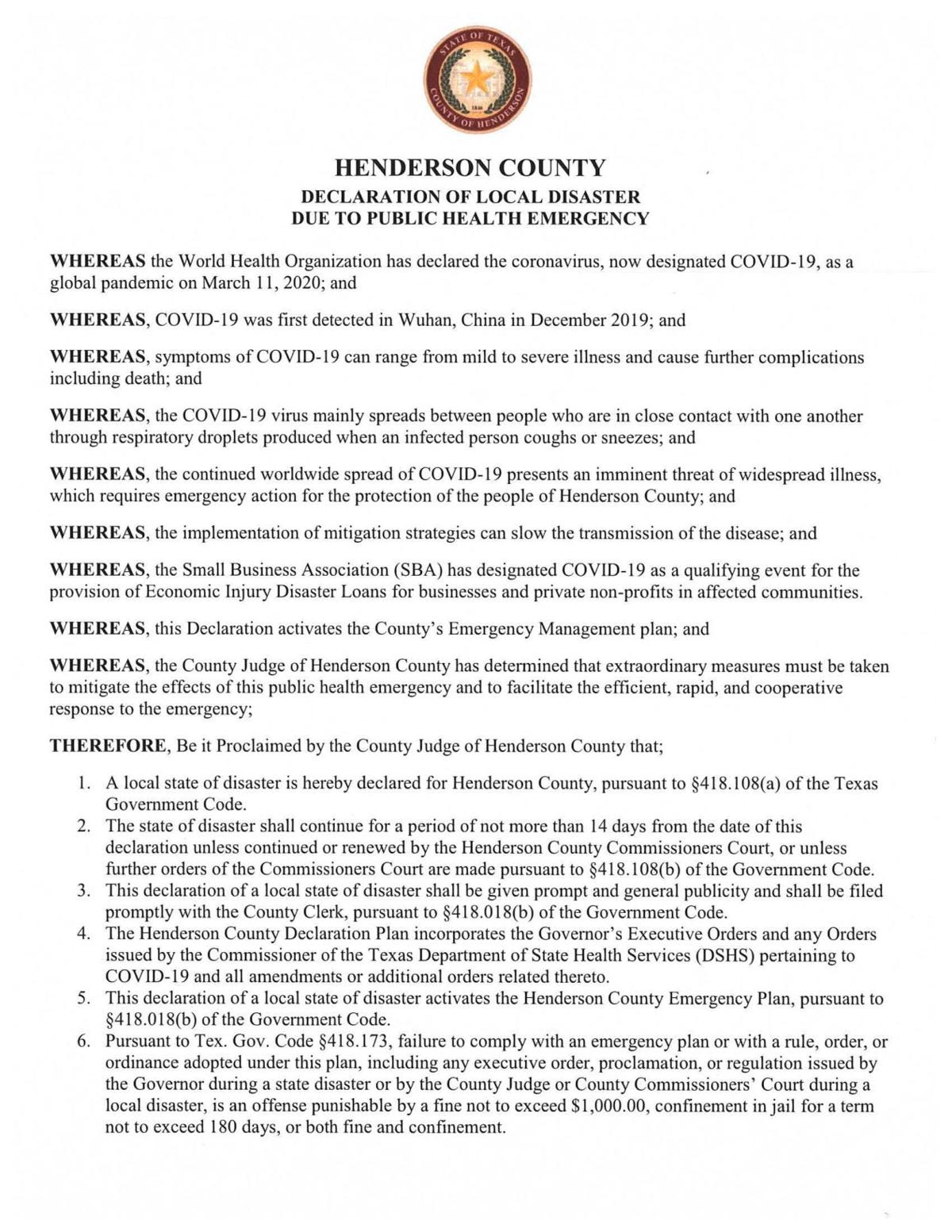 Emergency Declaration Extended Covid19