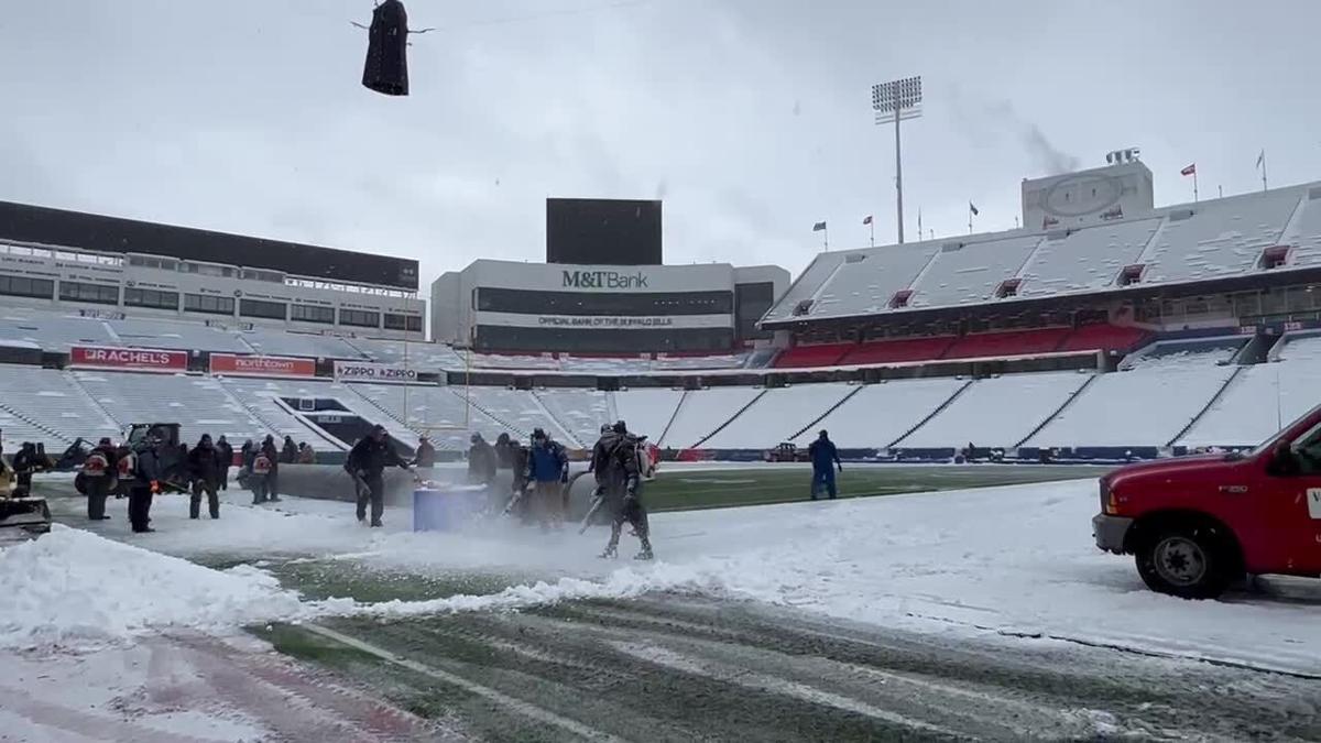 Snow removal at Highmark Stadium prior to Bills vs. Dolphins