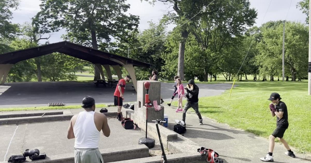 Prison City Boxing class shadowboxes June 24 at Casey Park in Auburn