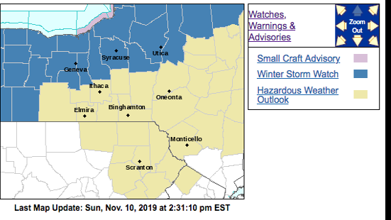Update All Of Cayuga County Under Winter Storm Watch Starting
