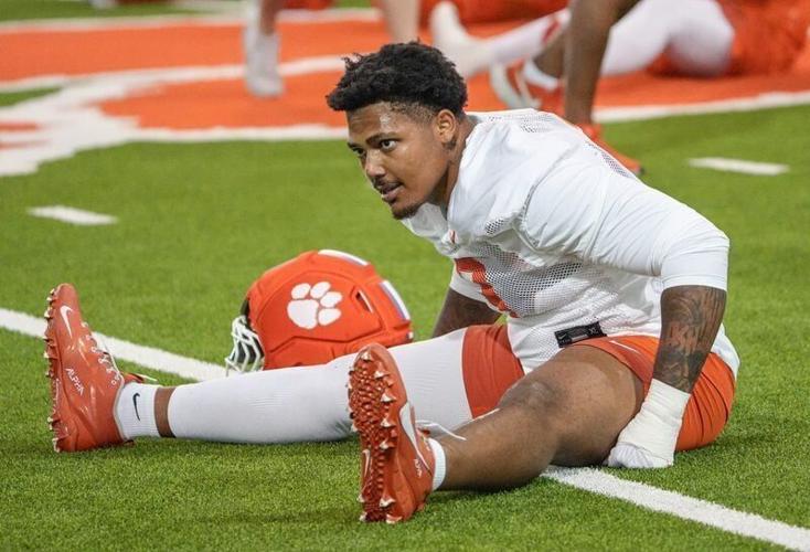 Clemson defensive end T.J. Parker (3) during Clemson football first fall 2025 practice at the Allen N. Reeves Football Complex in Clemson, S.C. Thursday, July 31, 2025. (copy)