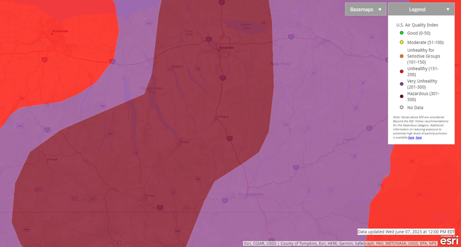 Auburn, CNY hit with worst of air quality 'crisis' as wildfire smoke