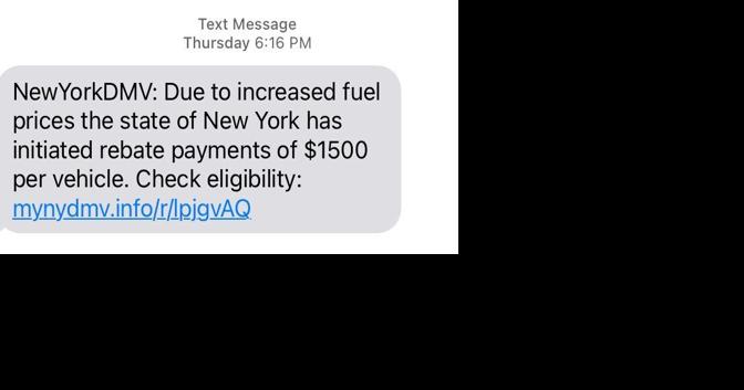 New York state DMV: Texts regarding $1,500 rebate offer are a scam - Vimarsana News