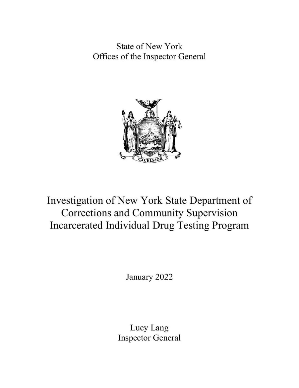 IG report on DOCCS drug testing
