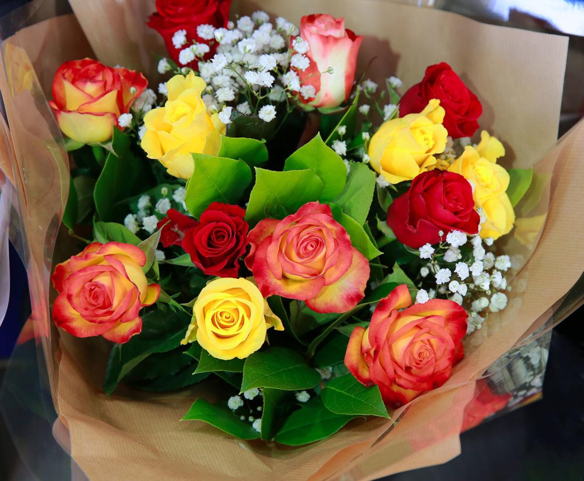 Beautiful bouquet of flowers in the shop