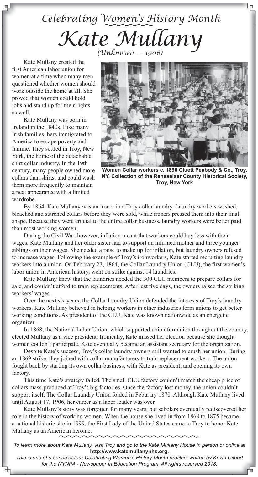 Women's History Month profile Kate Mullany