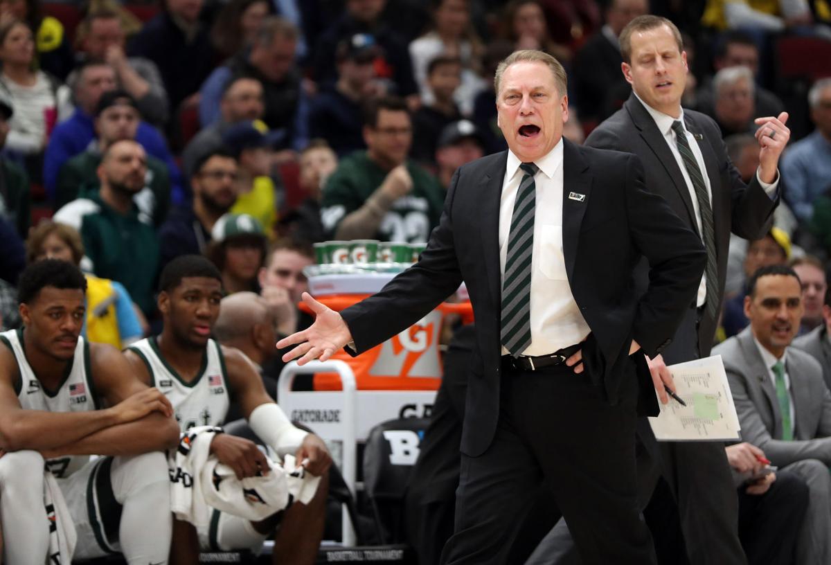 Michigan State Spartans coach Tom Izzo in the first half against Michigan Sunday, March 17, 2019 in the Big Ten tournament championship game at the United Center in Chicago.