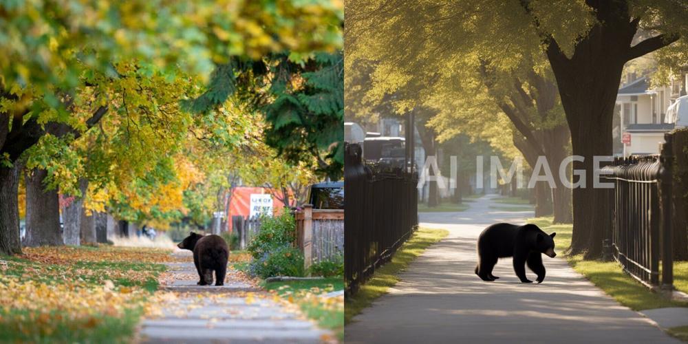 AI Black Bear on Sidewalk in Town.jpg