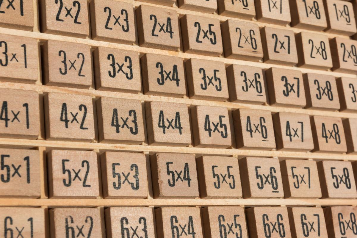 Educational wooden multiplication table