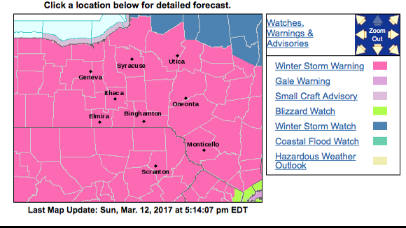 Winter Storm Warning Issued For Cayuga County Much Of Upstate Ny