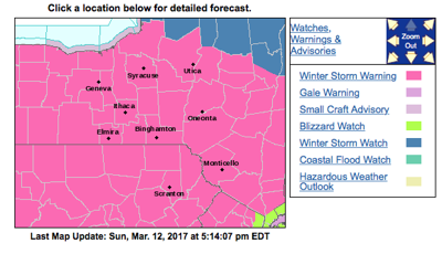 Winter storm warning issued for Cayuga County, much of upstate NY; 18 ...