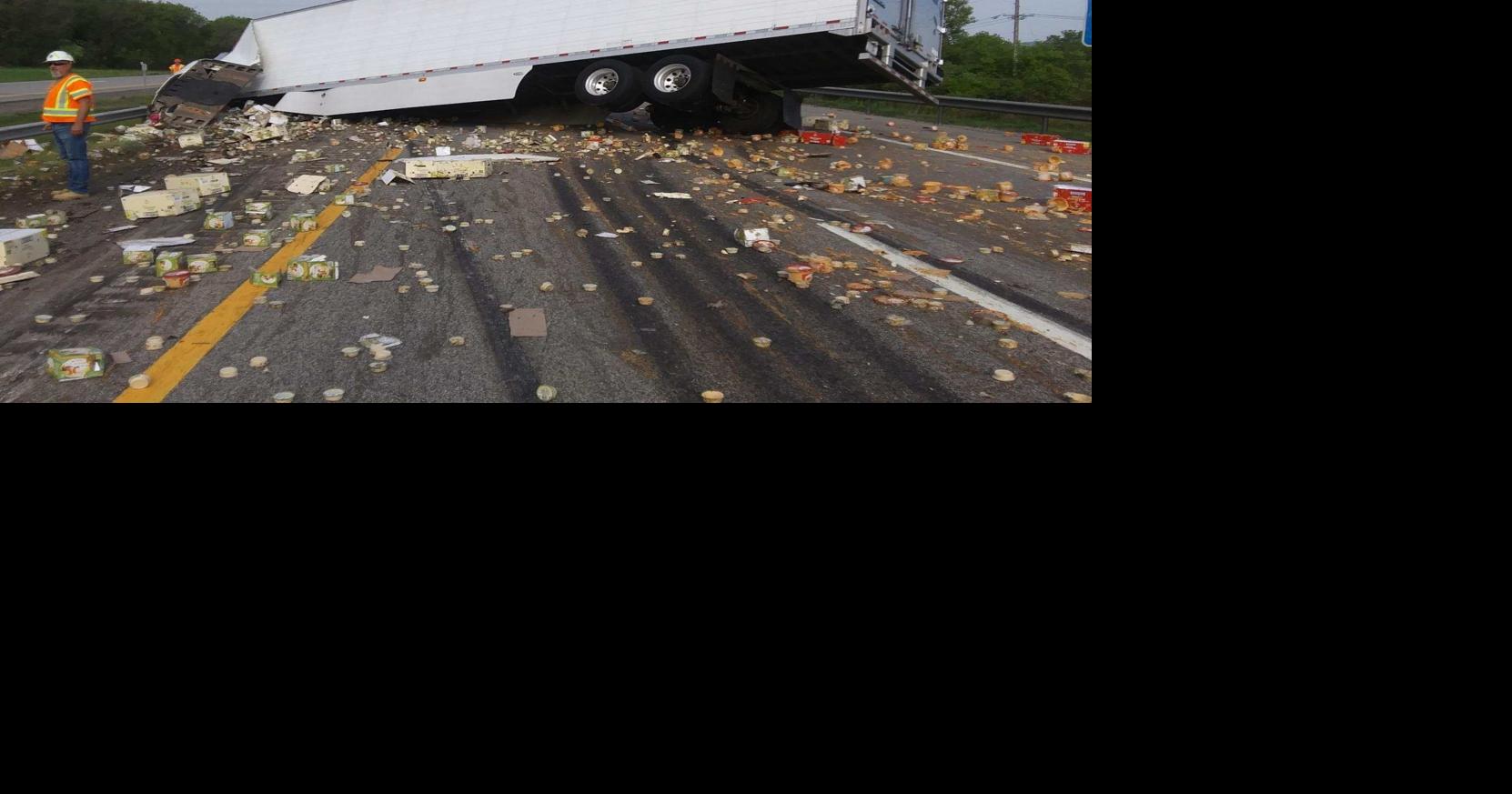 Truck crash, hummus spill block state Thruway in Herkimer County
