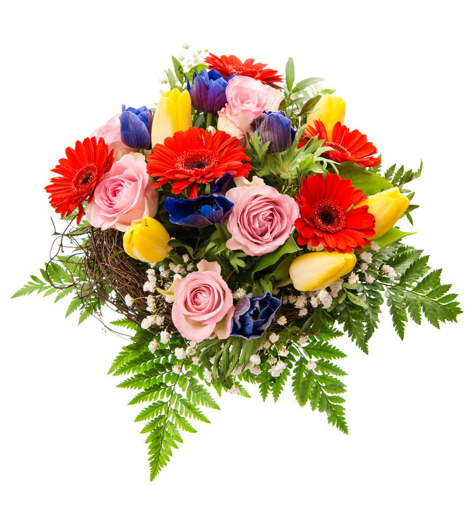 fresh colorful spring flowers bouquet