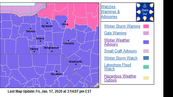 Winter Weather Advisory For Saturday Covers All Of Cayuga County