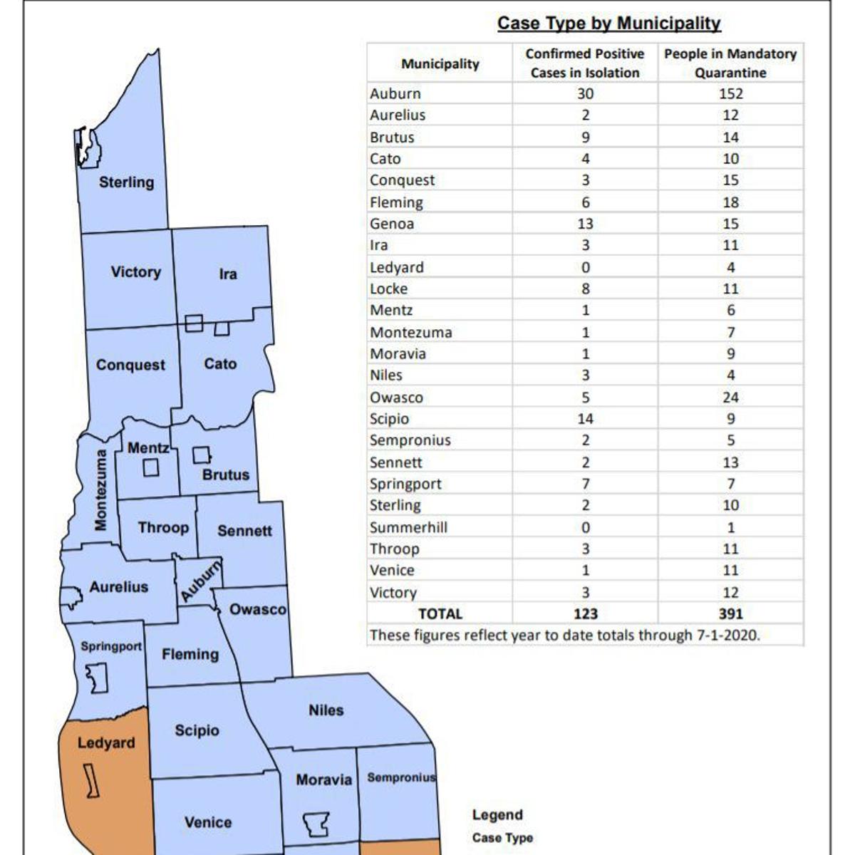 New Map Shows Covid 19 Cases In Auburn All But Two Cayuga County Towns Local News Auburnpub Com