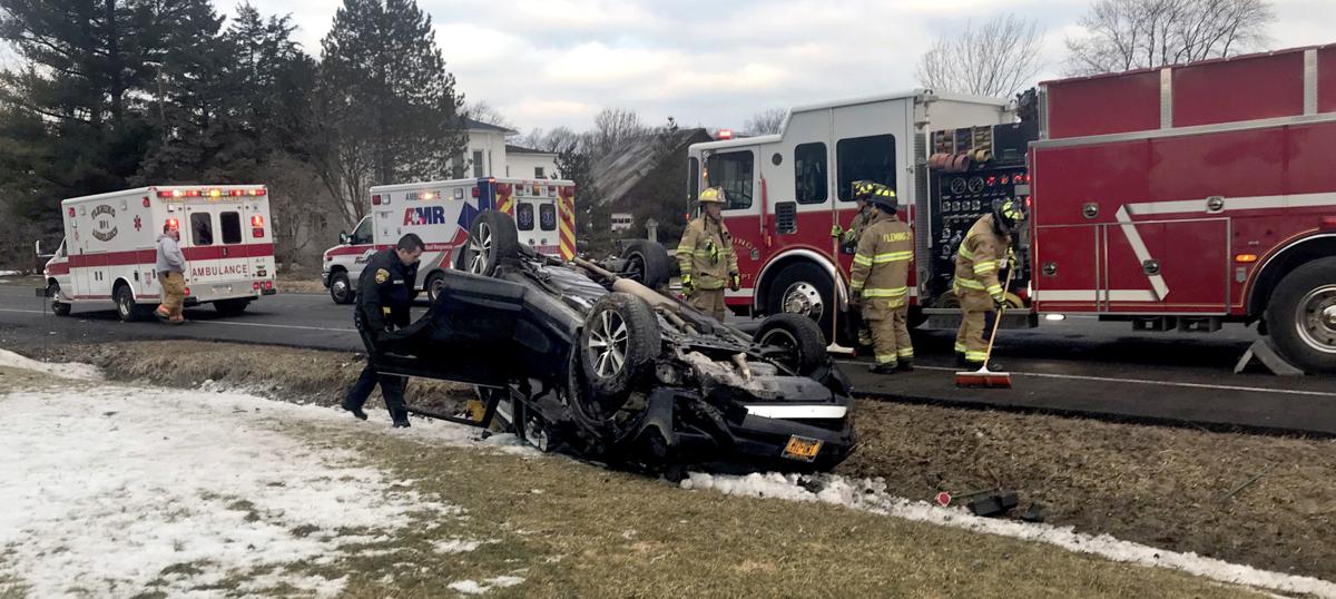 One woman transported to hospital after Fleming car crash