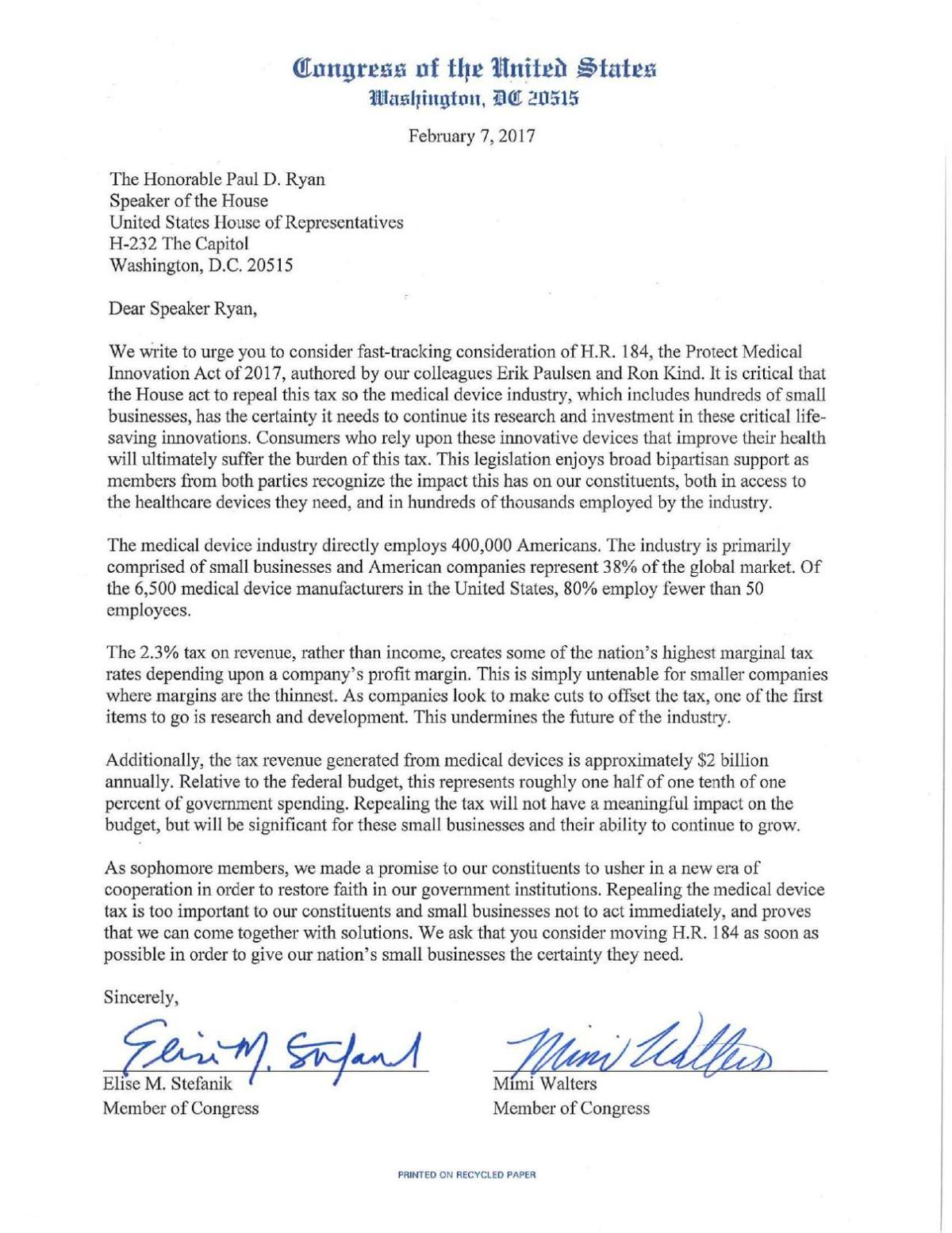 letters 7 medical urge speaker Stefanik vote to on allow House Katko,