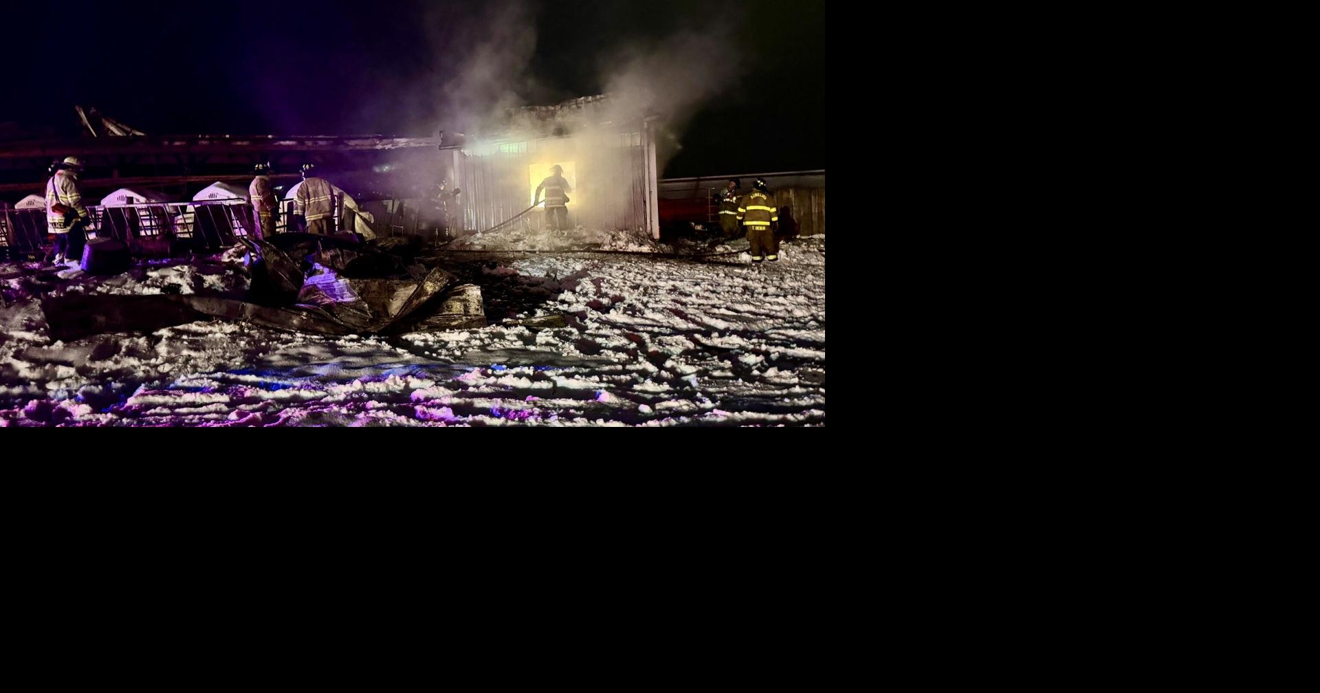 Departments battle two-alarm fire at Cayuga County barn