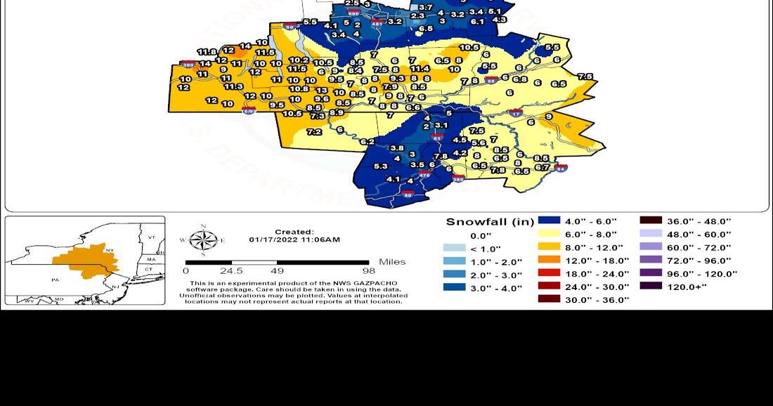 Wind gusts, blowing snow expected as Cayuga County winter storm