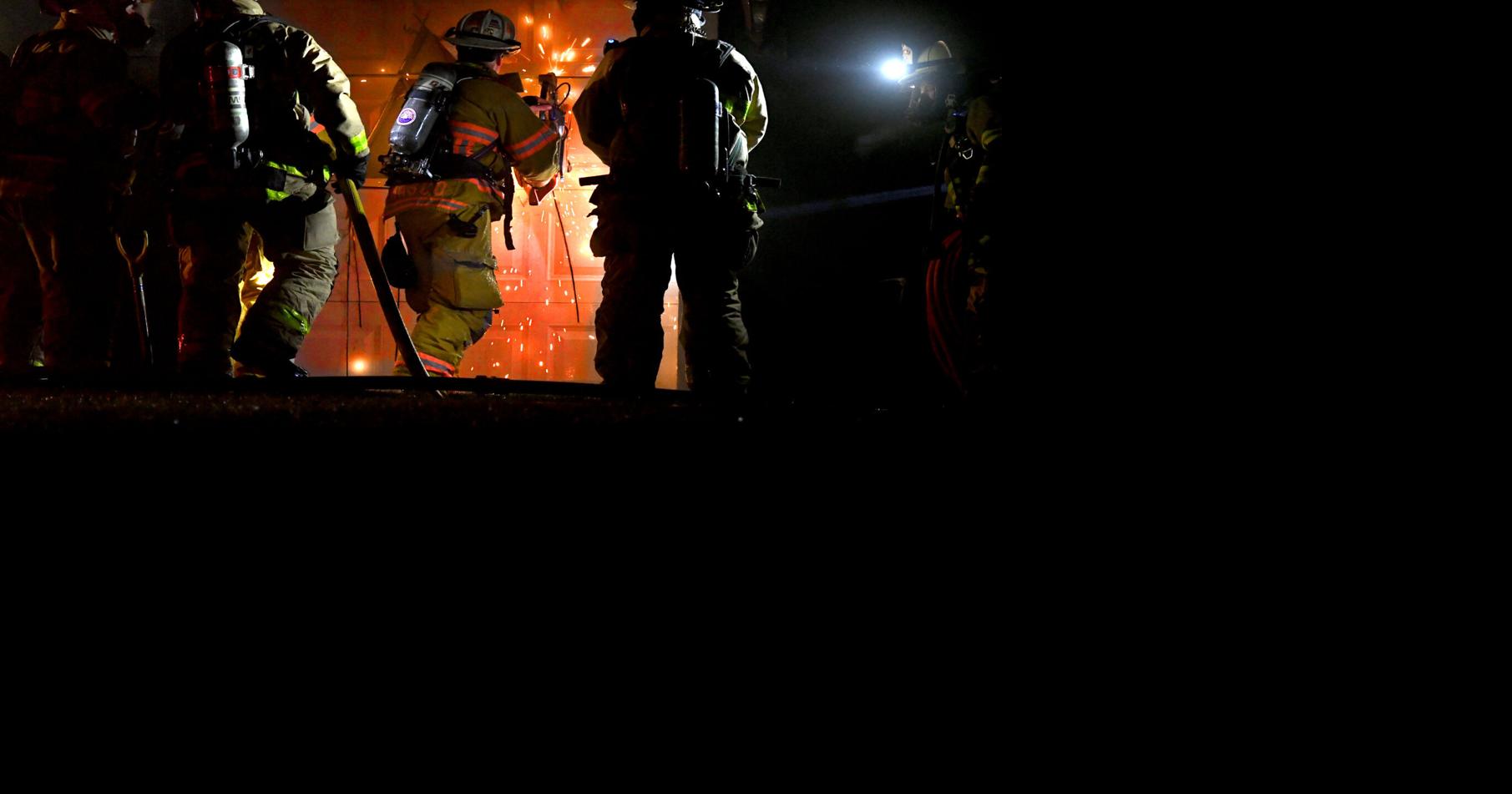 Cayuga County firefighters battle a basement fire in Fleming