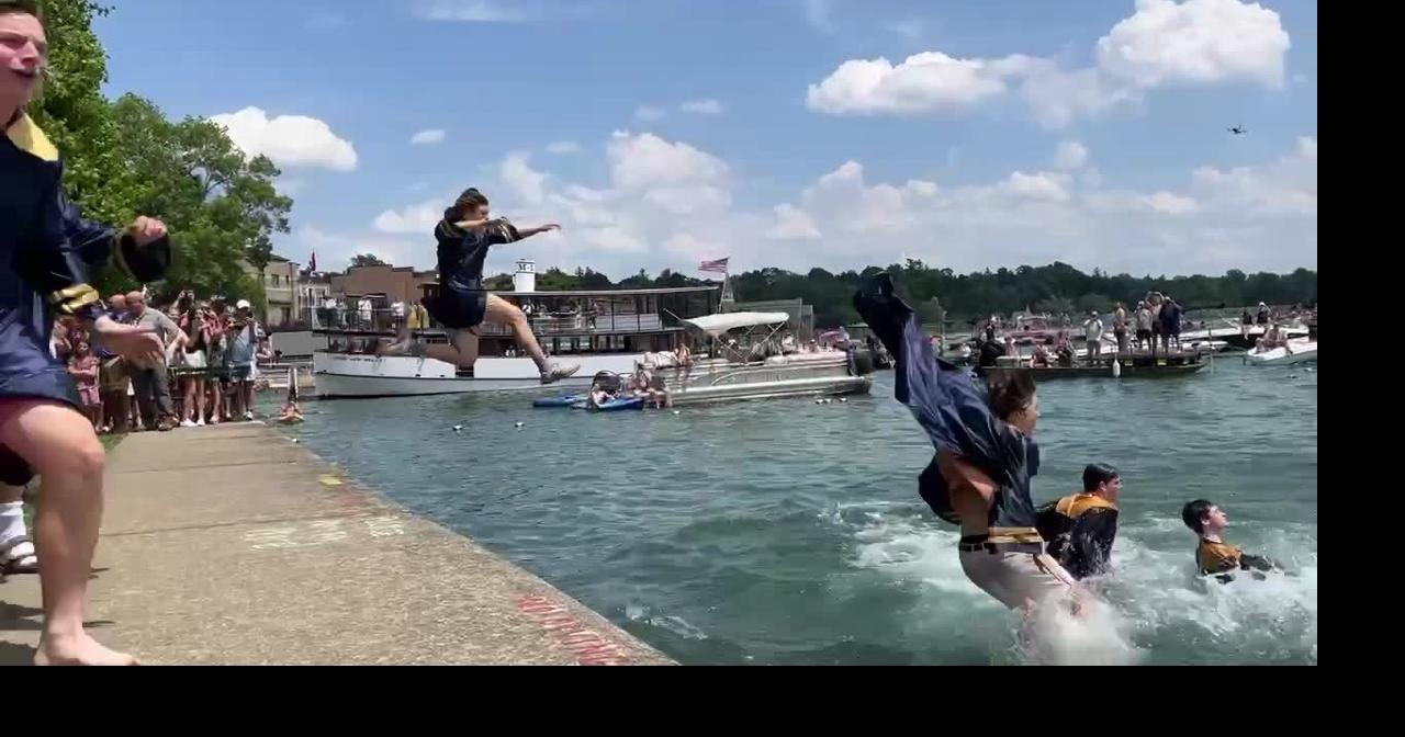 Skaneateles graduates jump in the lake after commencement ceremony