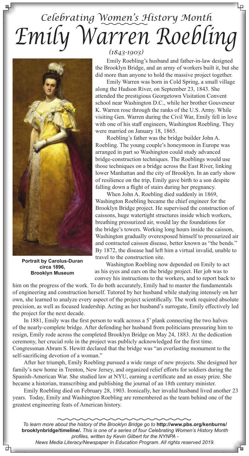 Emily Rohlfing Newspapers in Education Women's History Month profile: Emily Warren ...