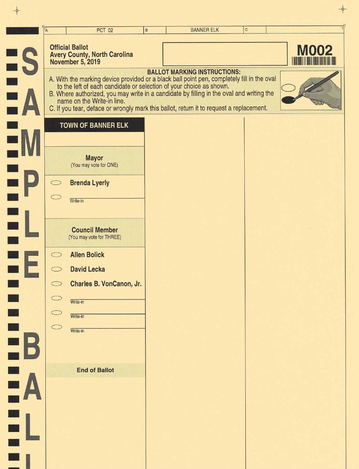 Sample Banner Elk Ballot Averyjournal Com