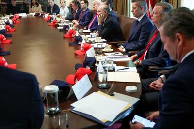 U.S. National Security Advisor Mike Waltz attends a cabinet meeting held by President Trump at the White House in Washington