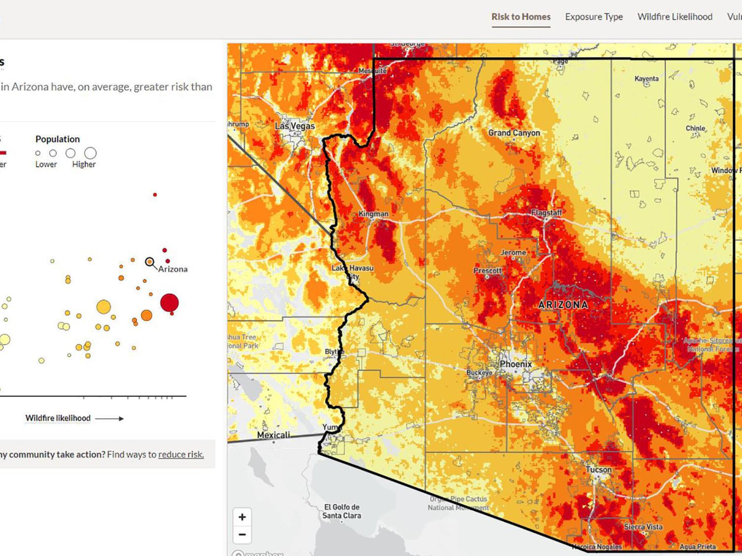 Tool Shows What Many Know Arizona Communities At High Risk For Wildfire State And Regional Azdailysun Com Map Of Arizona Forest Fires 2022