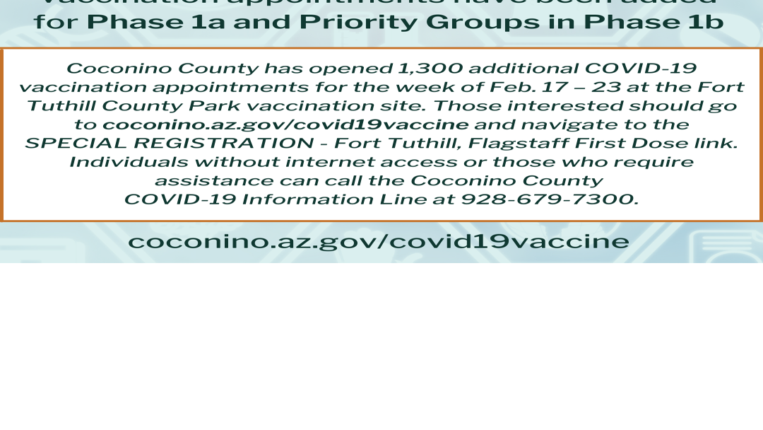 Coconino County opens 1,300 vaccine appointments at Fort Tuthill for next week