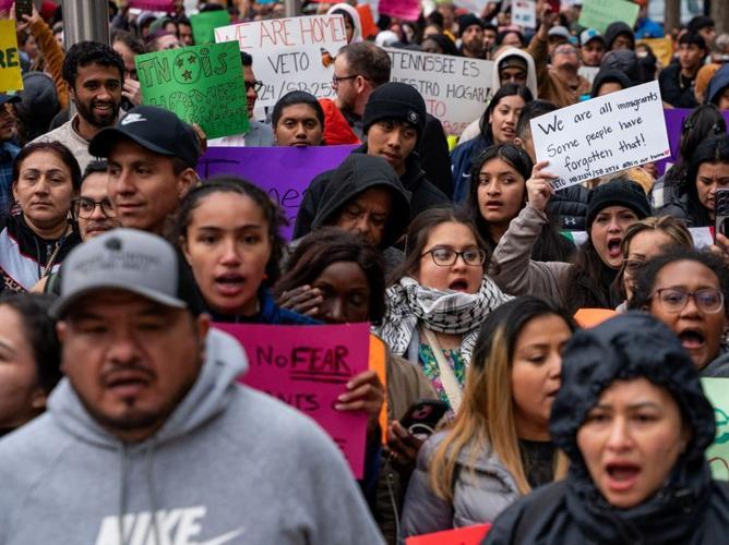 Protesters demonstrate against proposed anti-immigration bills in Tennessee