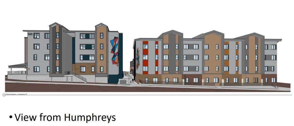 100 affordable housing project and parking garage in downtown
