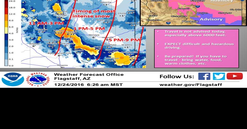 10 a.m. update Most intense snowfall due in Flagstaff 1 to 5 p.m