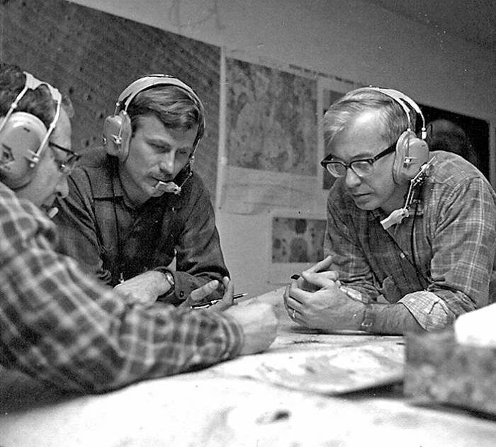 Left to right, Al Chidester, Ivo Lucchitta, and John M'Gonig...