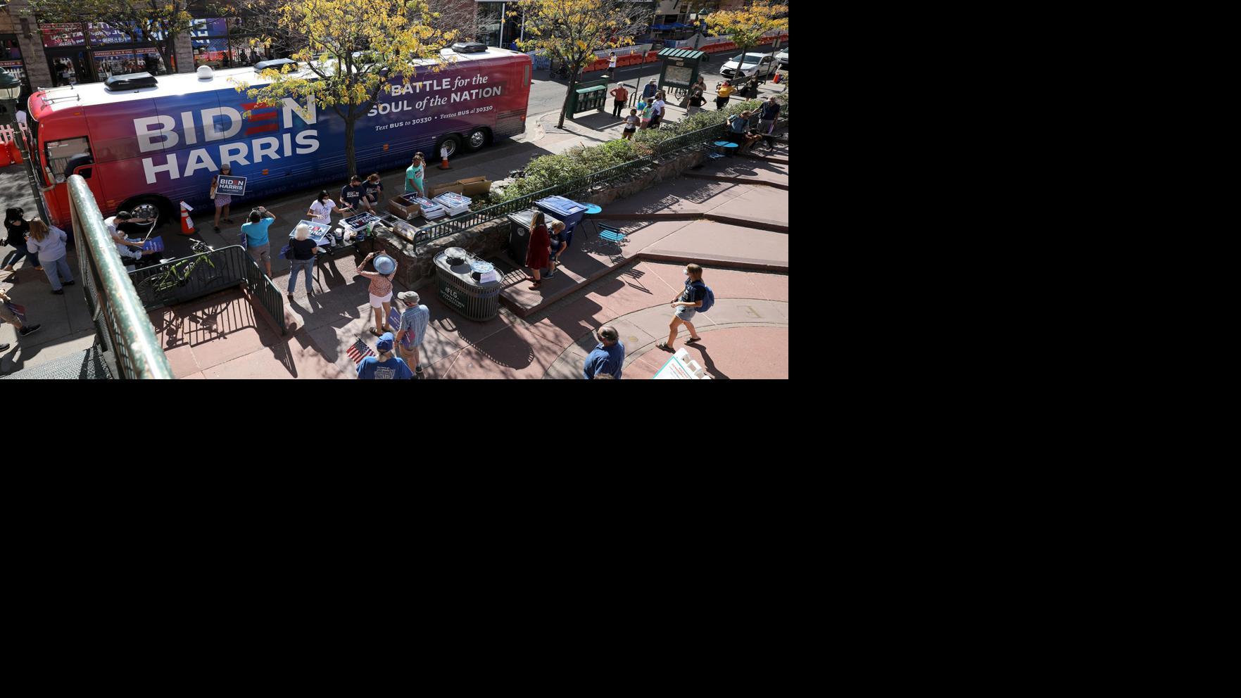 Biden bus rolls through town in first Flagstaff campaign stop