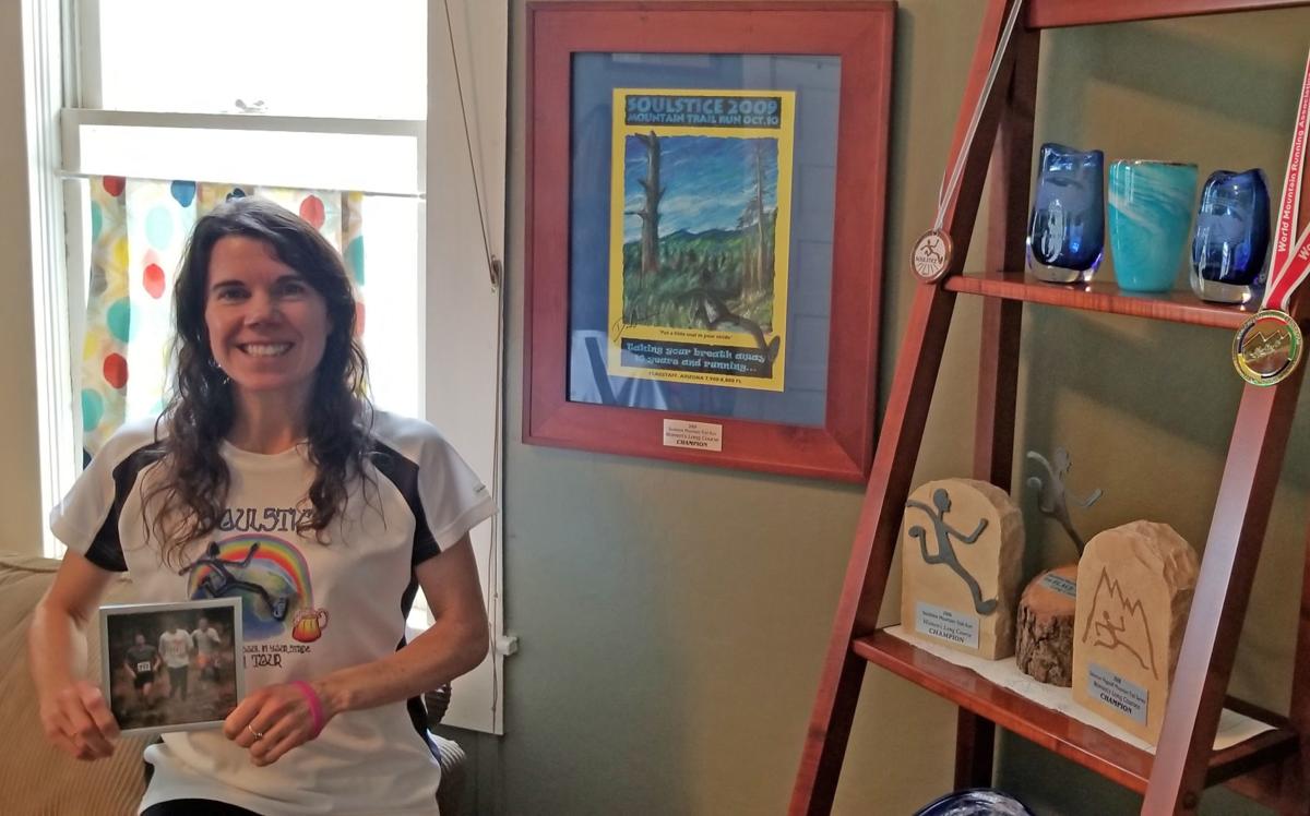 Sara Wagner at home with Soulstice memorabilia